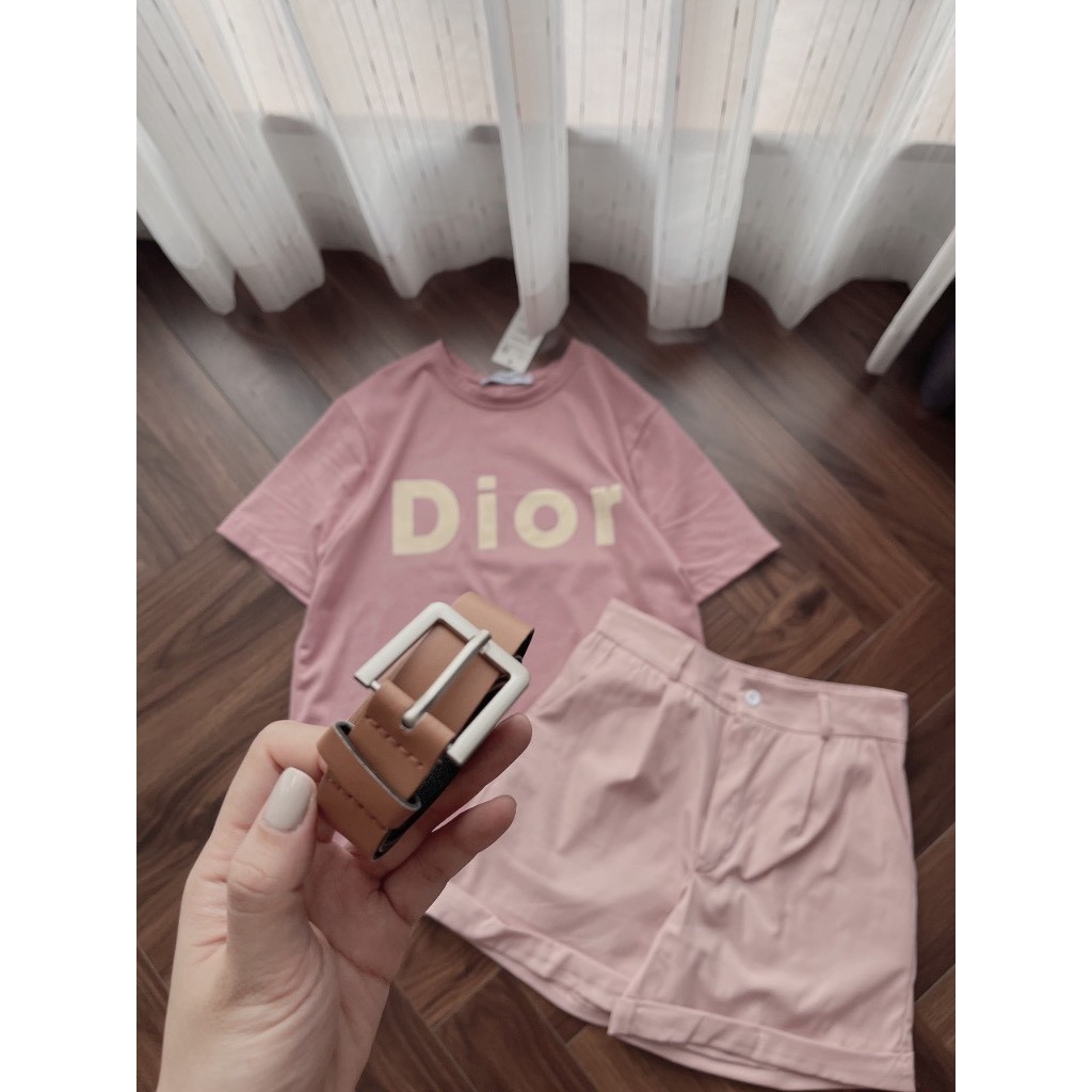 Bộ dior đen hồng kèm dây lưng