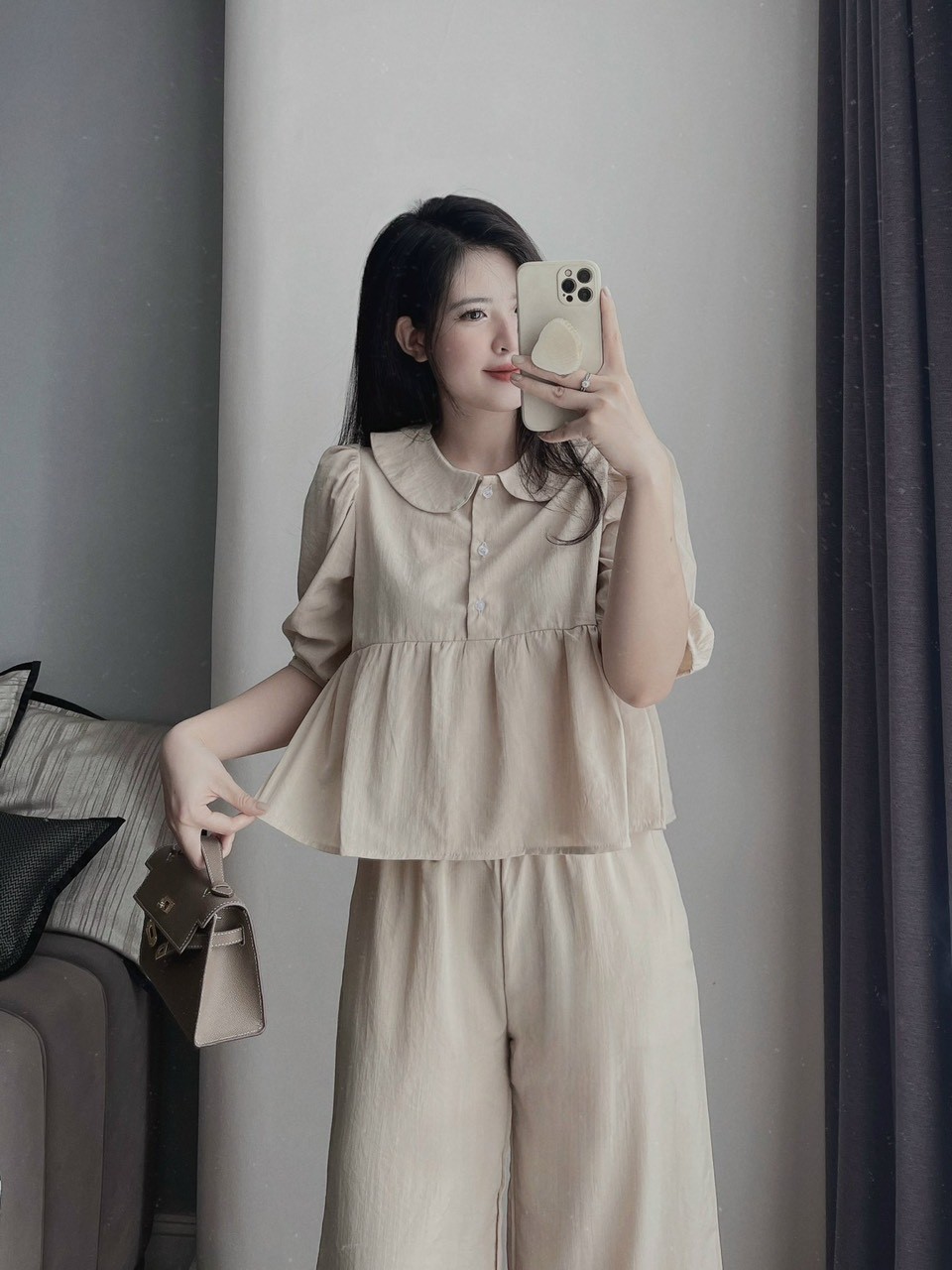 Bộ Be Quấn Suông Áo Cổ Bèo