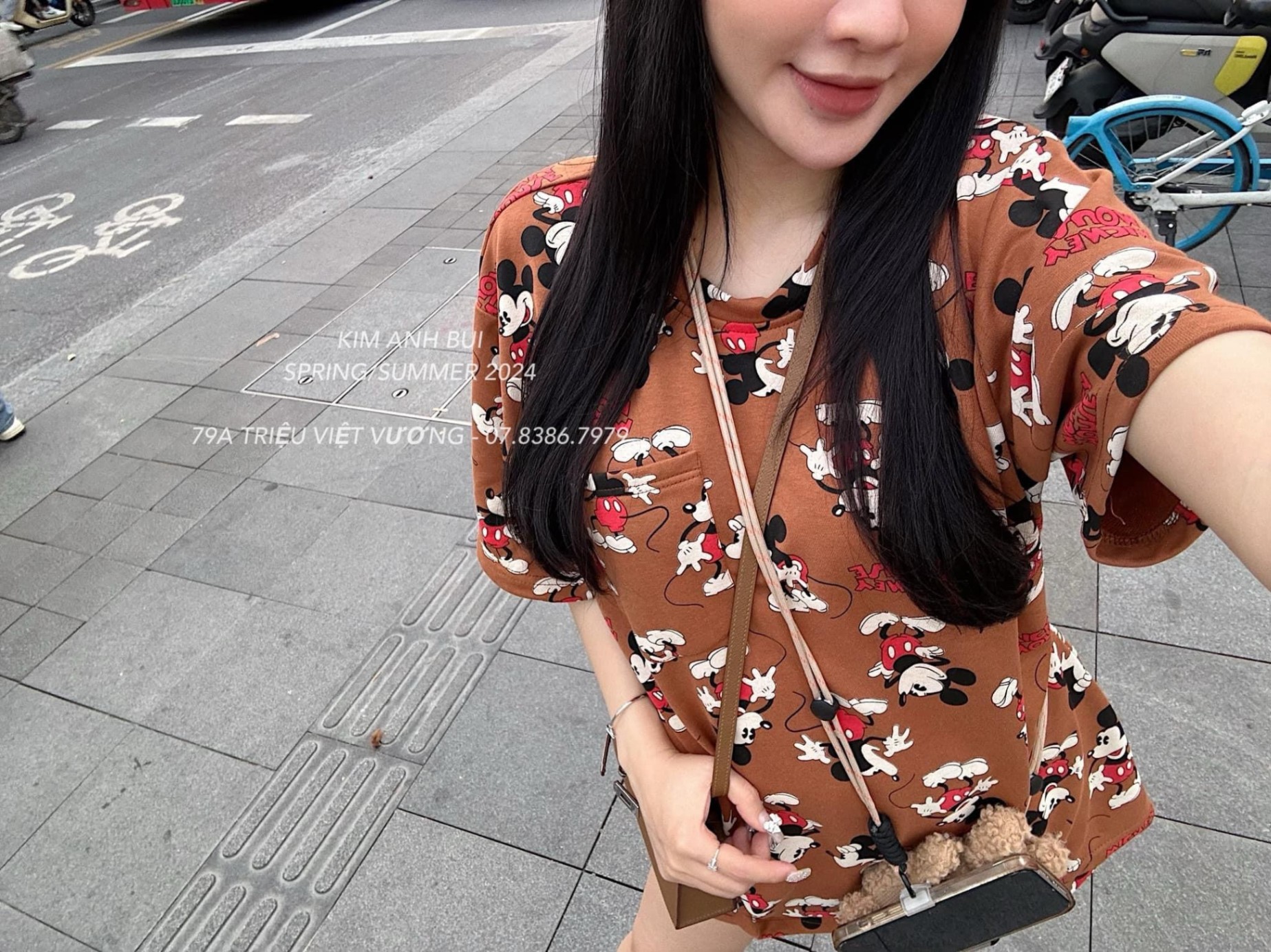 Bộ Cộc Nâu Be Trần Mickey