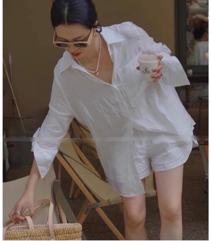 Bộ SM Trắng Quần Đùi 2 Lớp