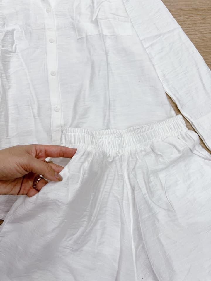Bộ SM Trắng Quần Đùi 2 Lớp