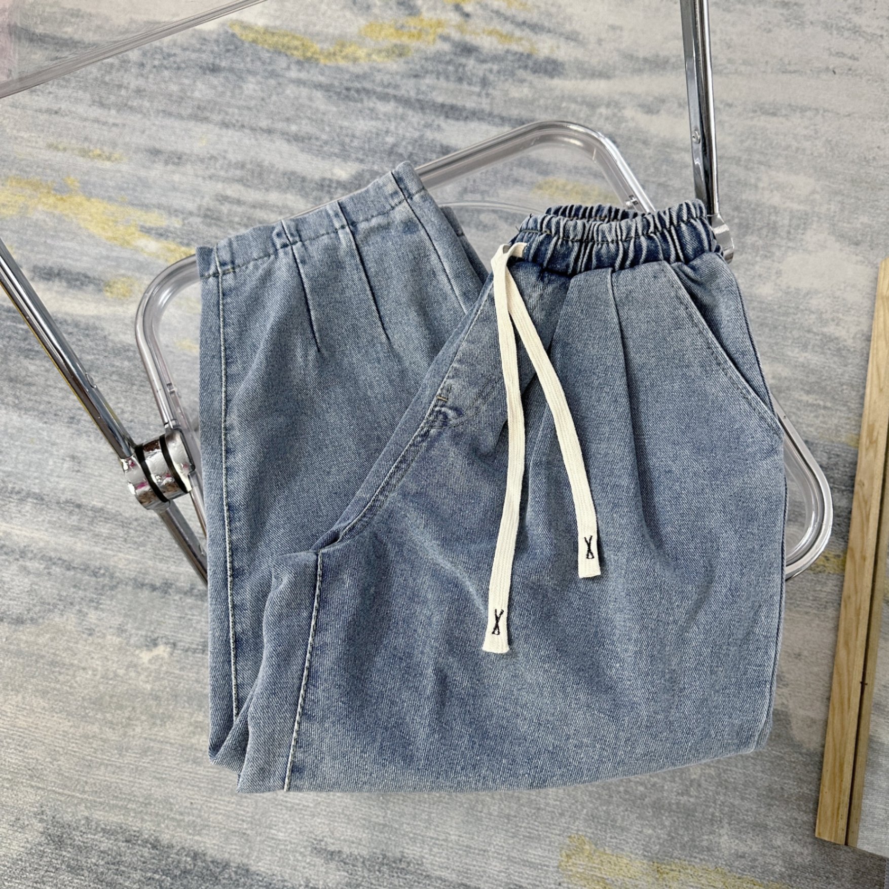 Quần Jeans Baggy Xanh Nhạt Cạp Chun