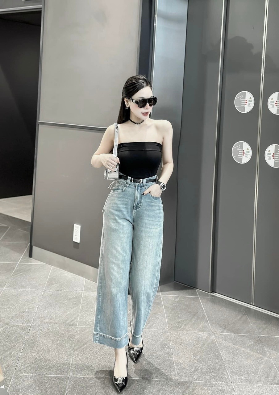 Quần Jeans Suông Xanh Nhạt