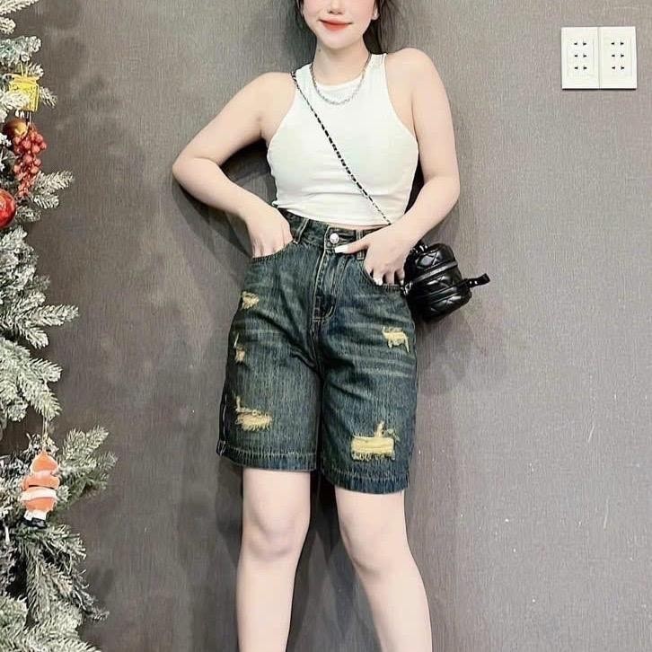 Quần Jeans Ngố Túi Thêu Miu Miu