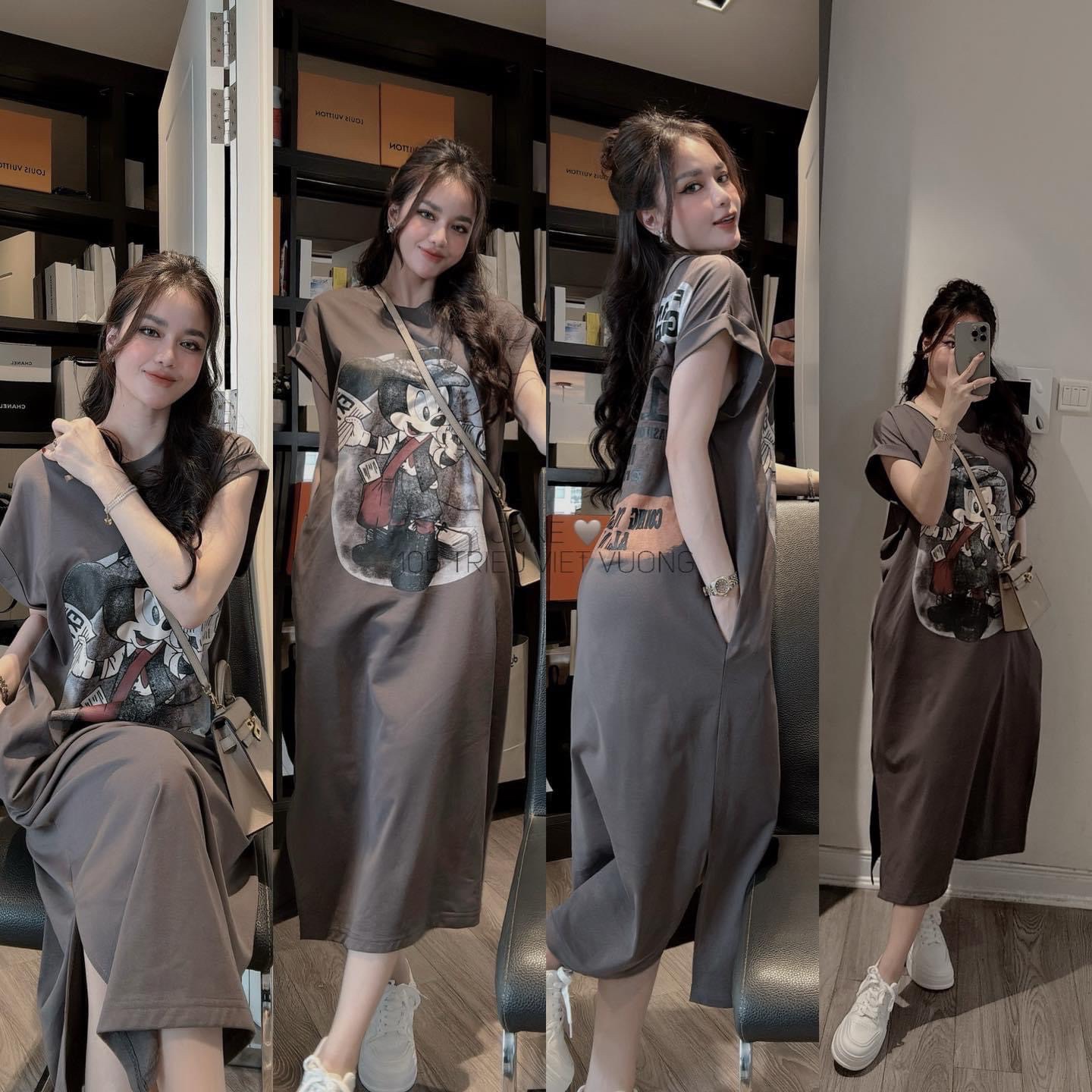 Váy Suông Hồng Ghi Chuột Mk