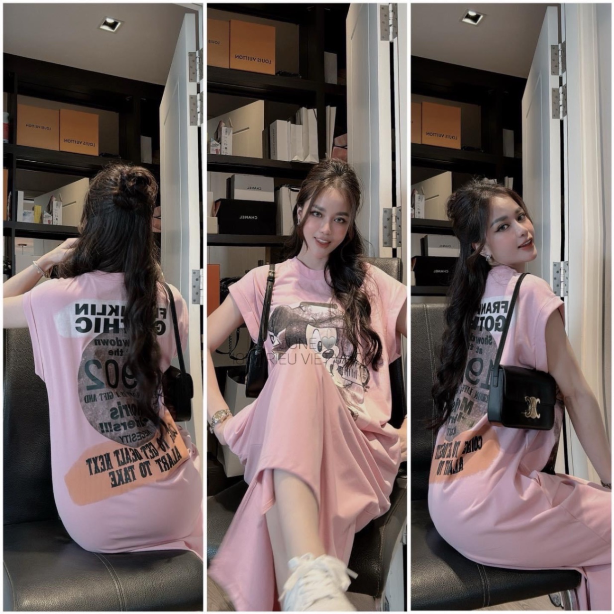 Váy Suông Hồng Ghi Chuột Mk