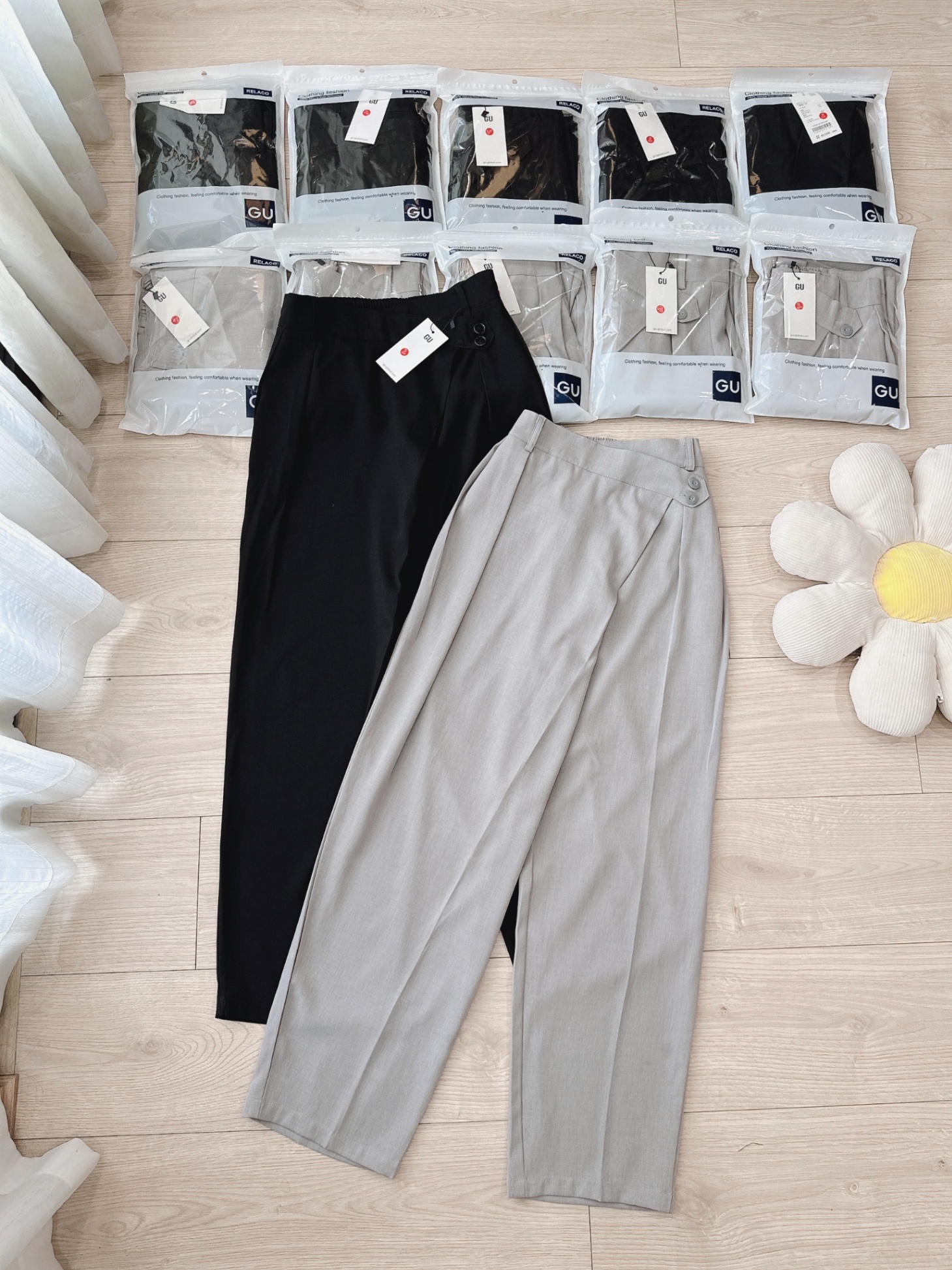 Quần Baggy Gu Chéo Cạp Ống Rộng