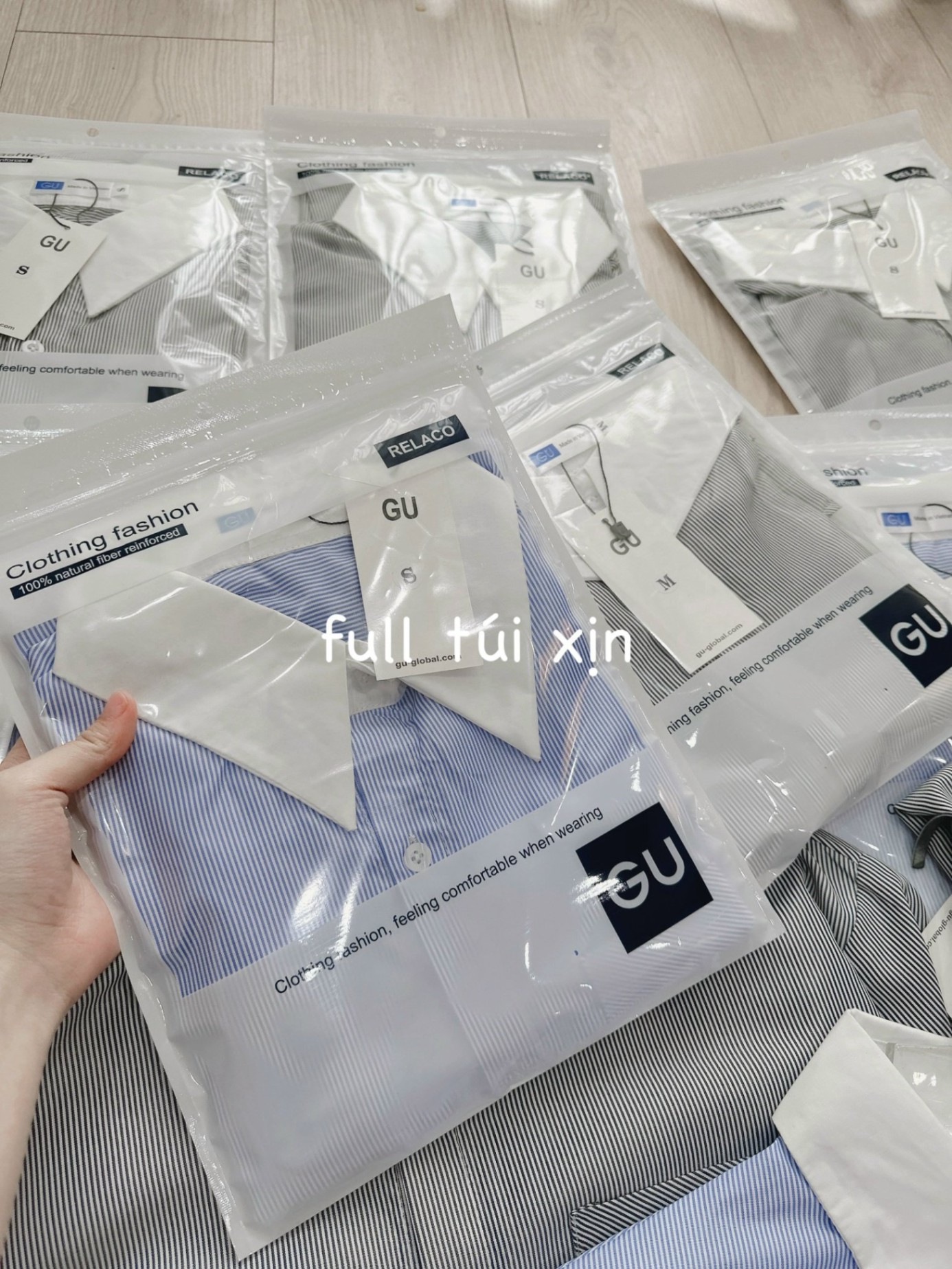 Áo Sơ Mi GU Cổ Tàu Tay Vạt Đệm Vai