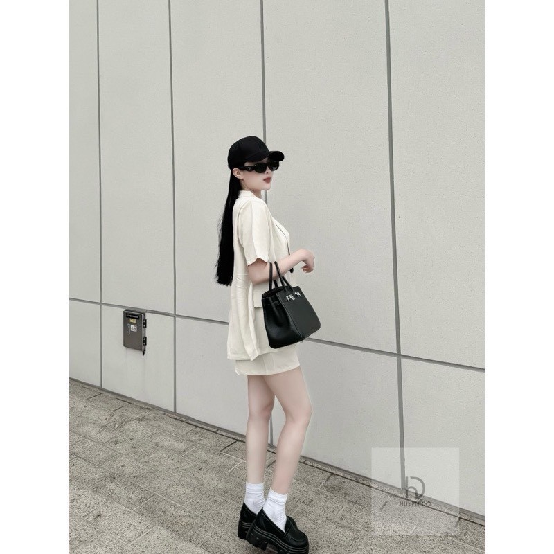 Sét Vest Cộc Trắng Cúc Đen