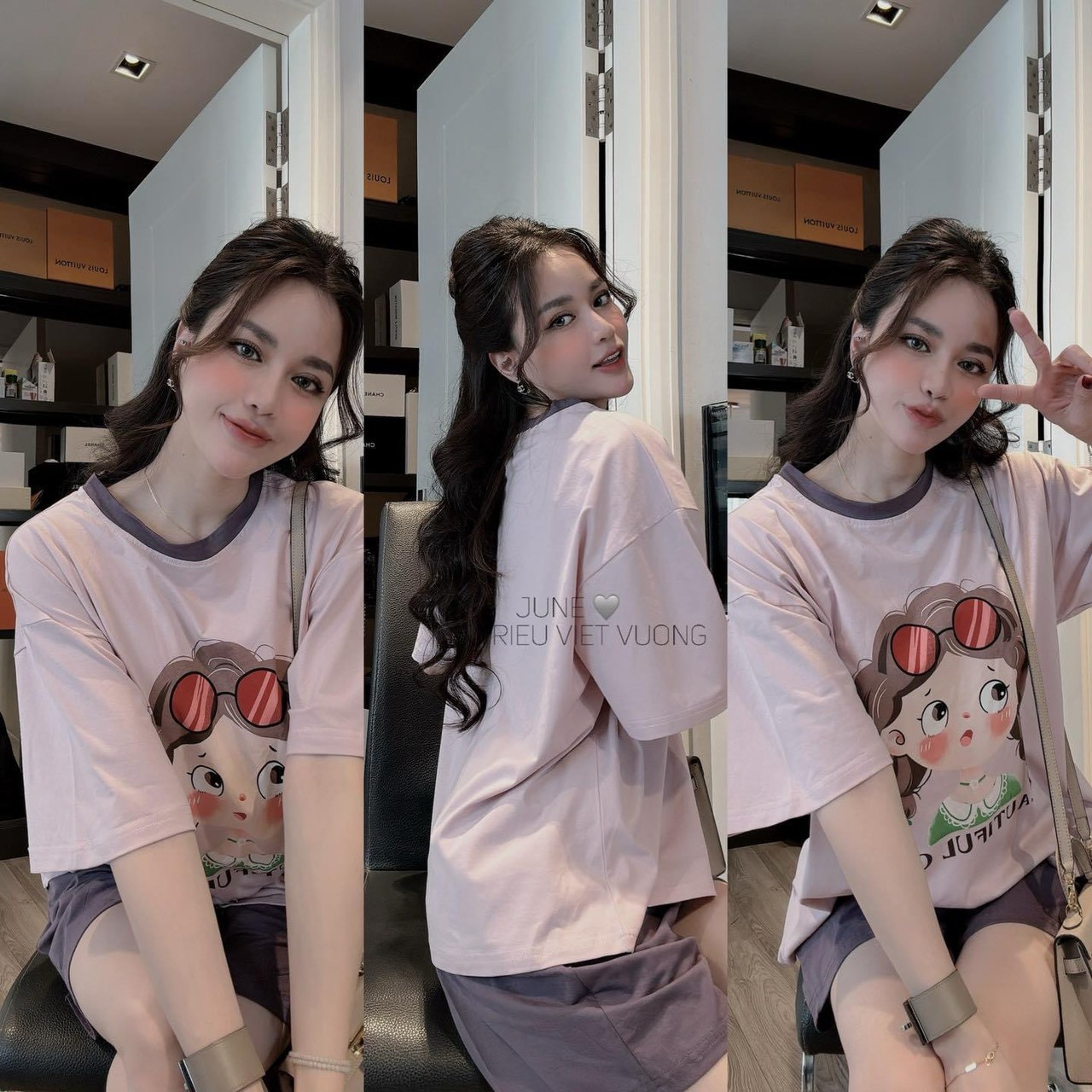 Bộ Cộc Phối Cổ Tím In Bé Gái