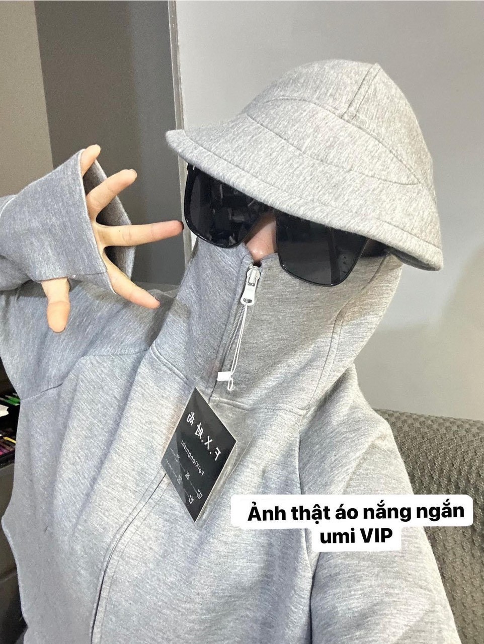 Áo Chống Nắng Dáng Ngắn Mũ Rộng Vành