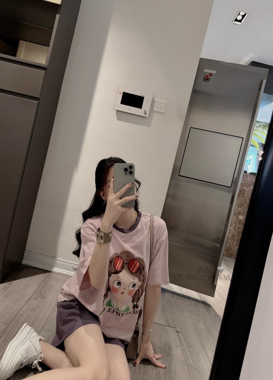 Bộ Cộc Phối Cổ Tím In Bé Gái