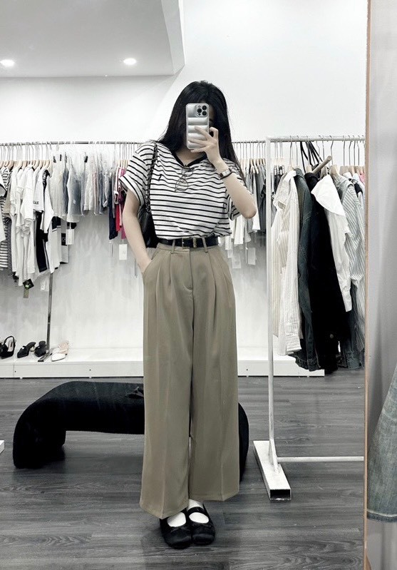 Quần Vải Suông 2 Màu Kèm Đai