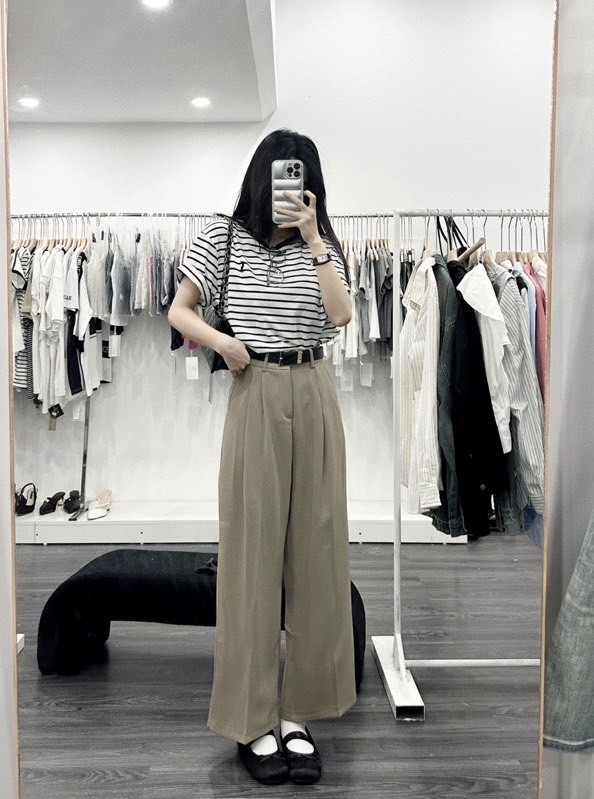 Quần Vải Suông 2 Màu Kèm Đai