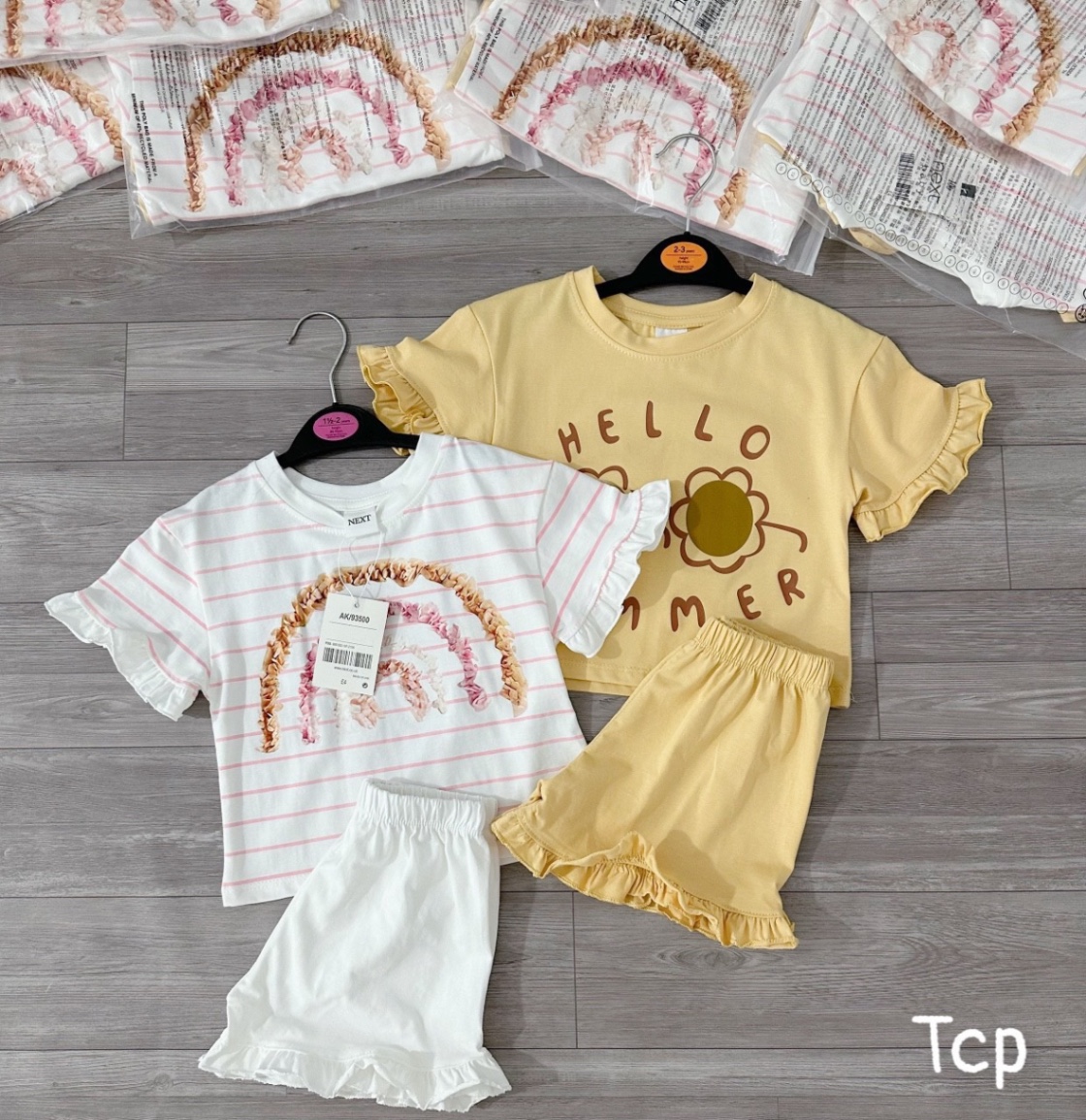 Set 2 Bộ Cộc Tay Bèo Hello Bé Gái