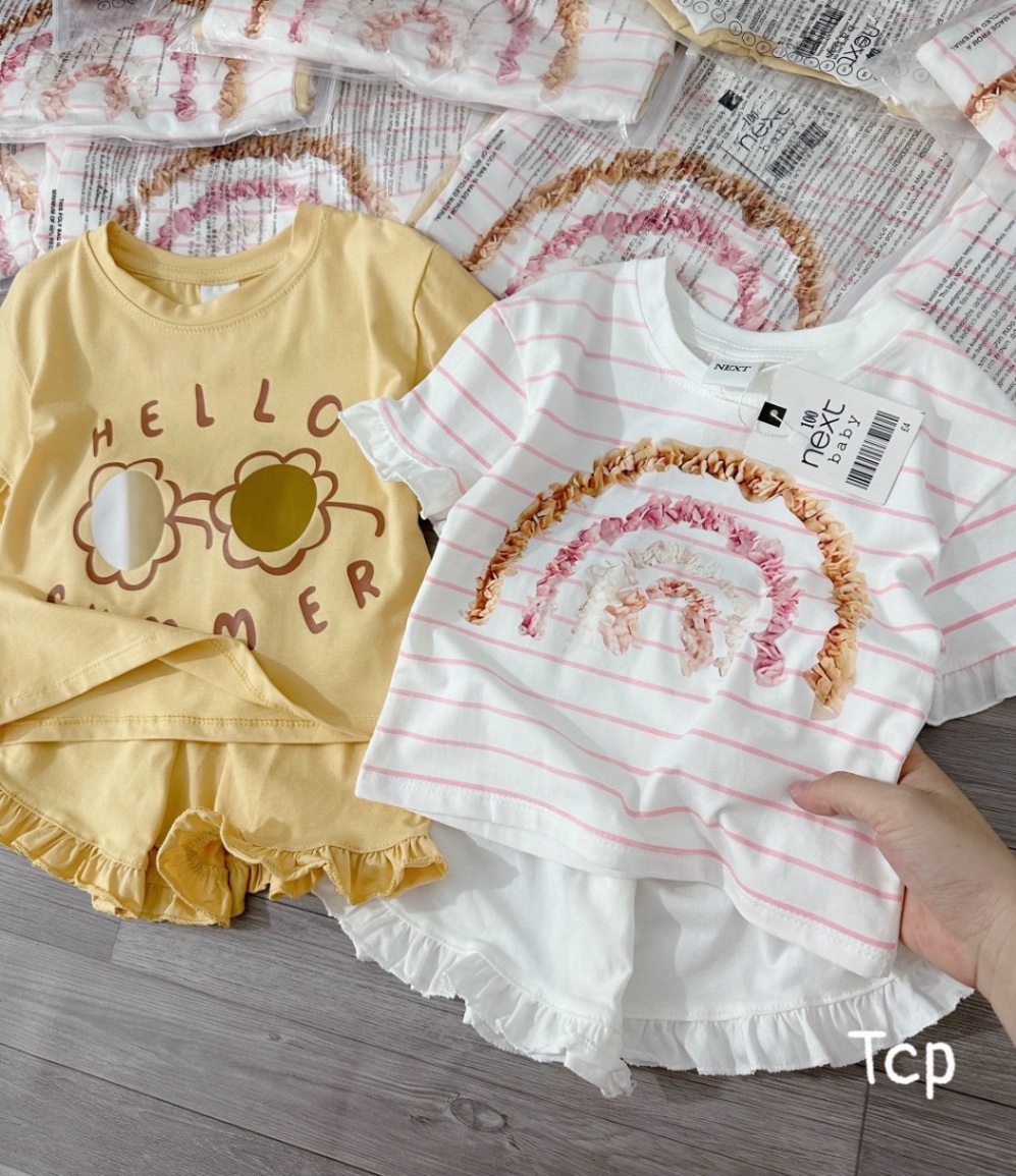 Set 2 Bộ Cộc Tay Bèo Hello Bé Gái