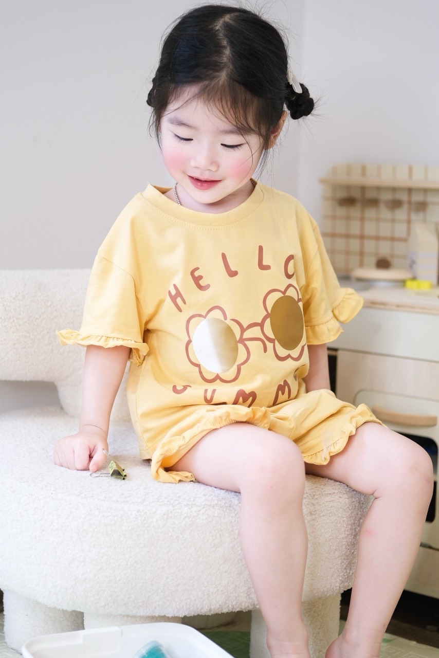 Set 2 Bộ Cộc Tay Bèo Hello Bé Gái