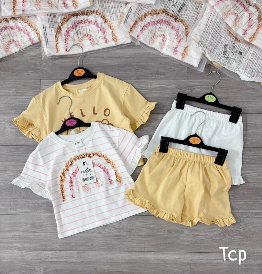 Set 2 Bộ Cộc Tay Bèo Hello Bé Gái