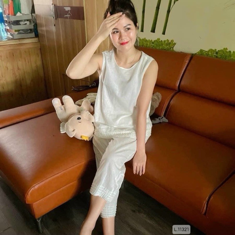 Sét Đũi Trắng Sát Nách Xếp Ly