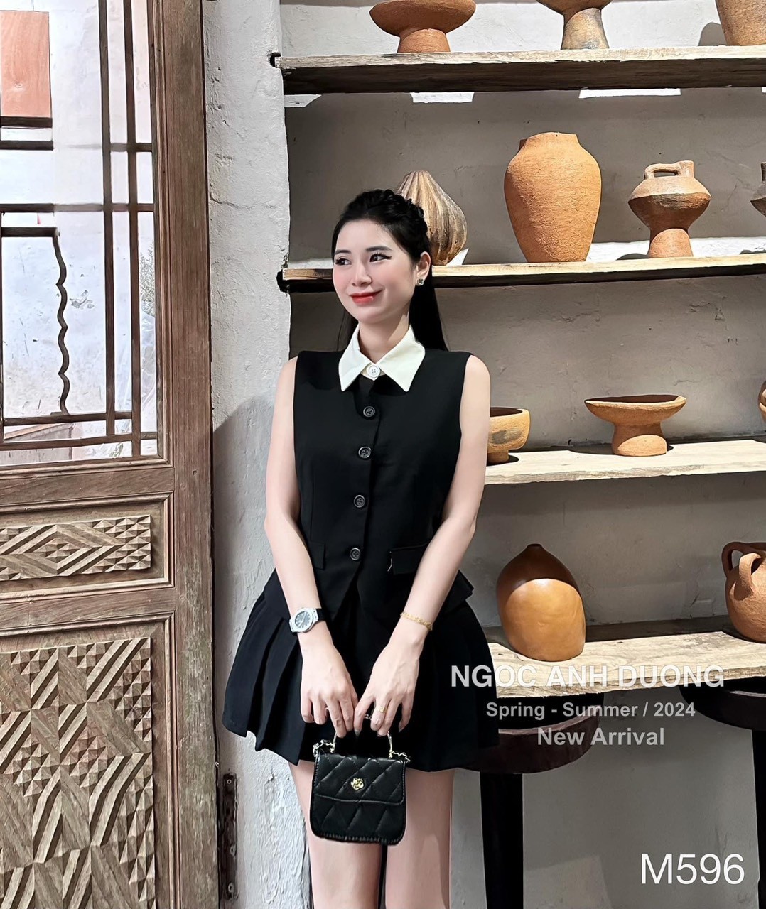 Sét CV Xếp Ly Áo Sát Nách Phối Cổ