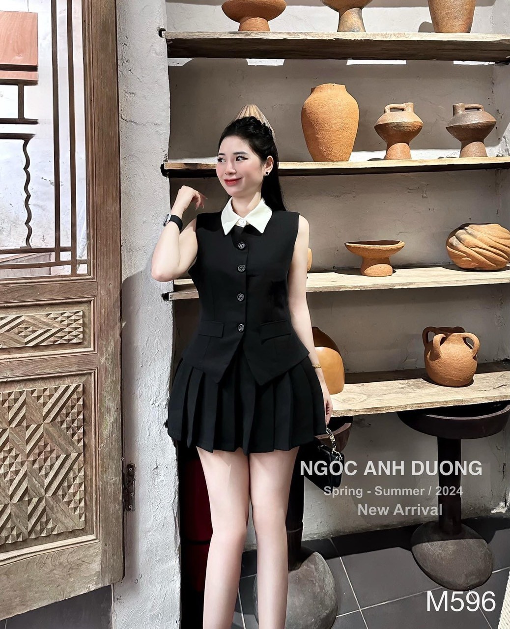 Sét CV Xếp Ly Áo Sát Nách Phối Cổ