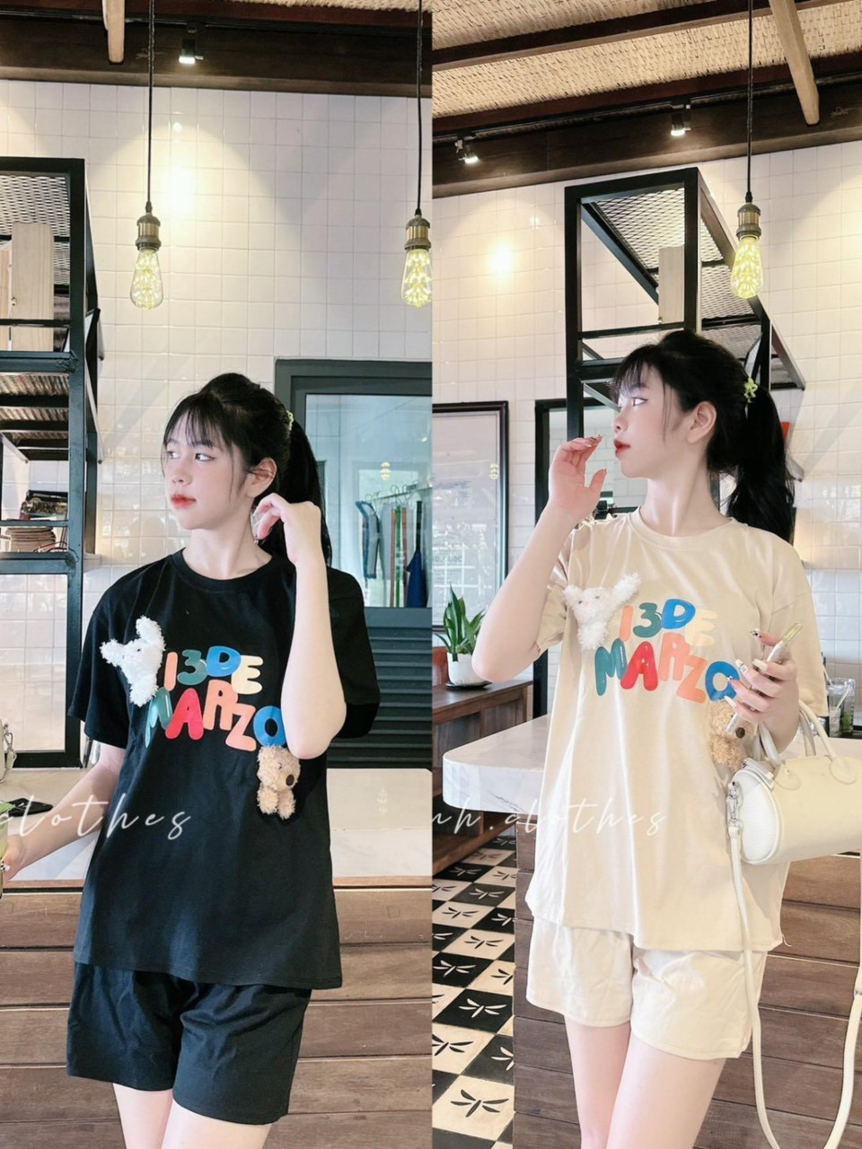 Bộ Cotton Đùi Gấu Nổi Marzo