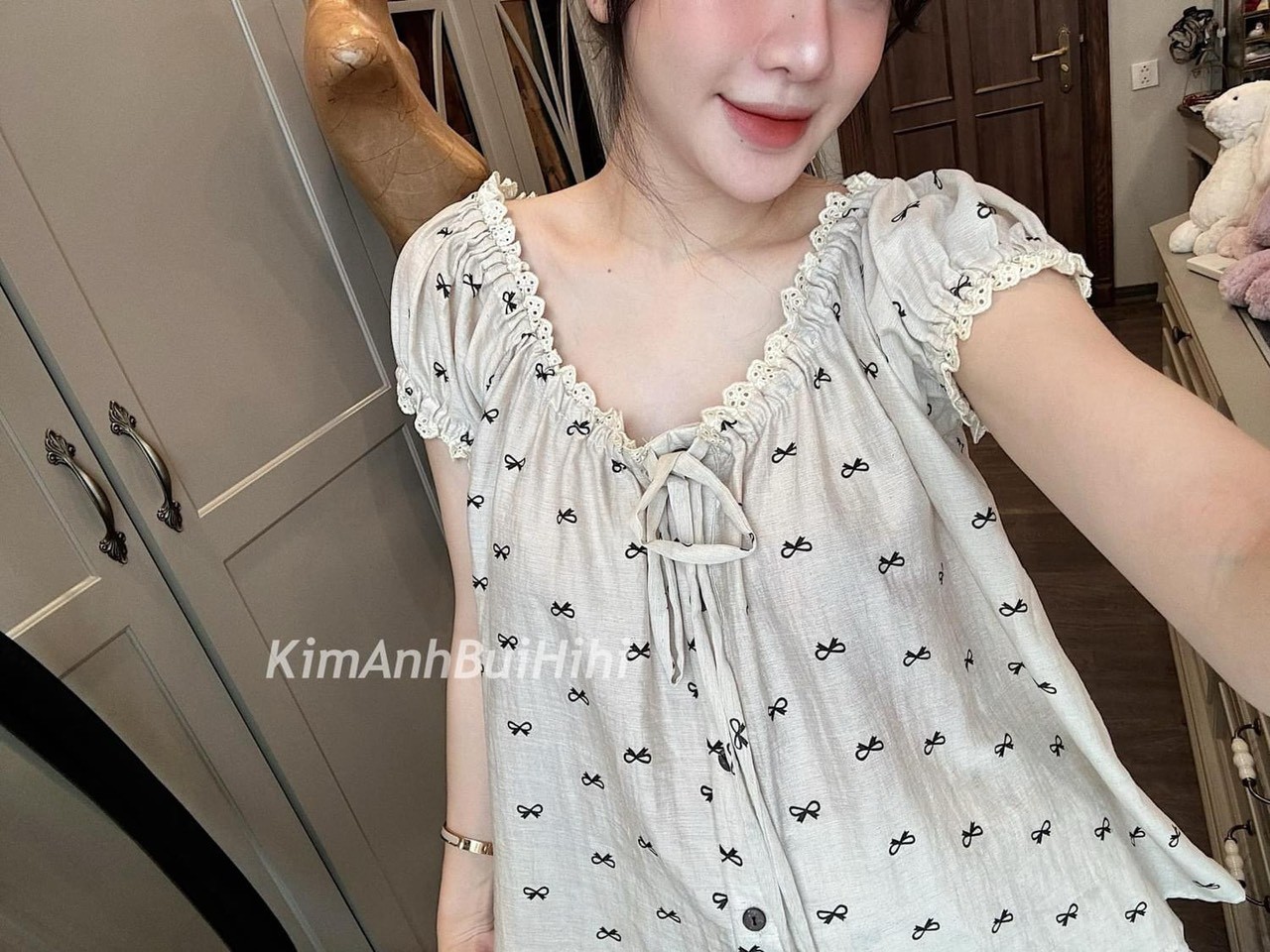 Bộ Cộc Be Cổ Ren In Nơ