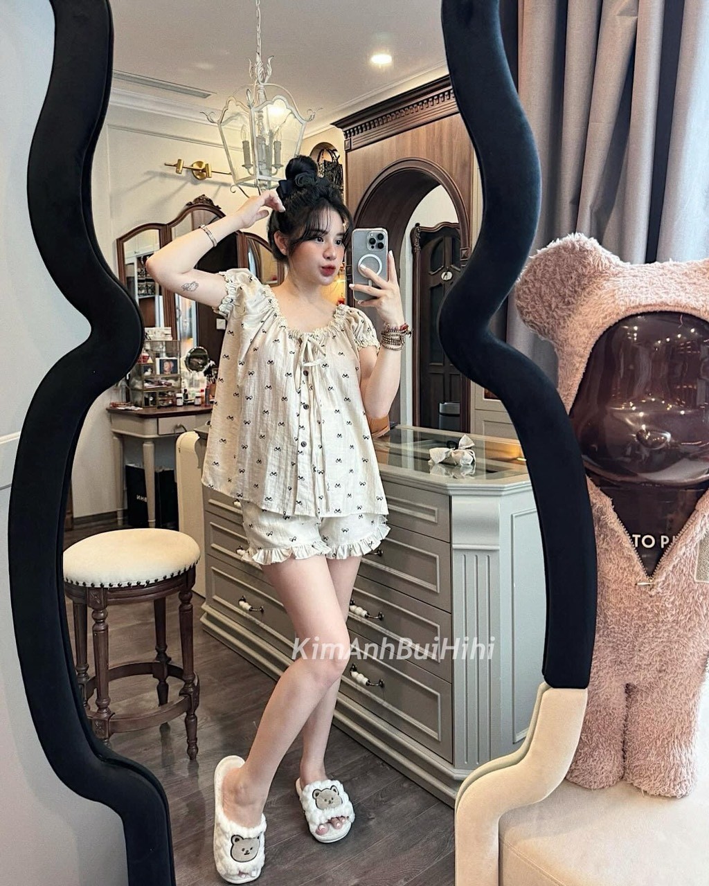 Bộ Cộc Be Cổ Ren In Nơ