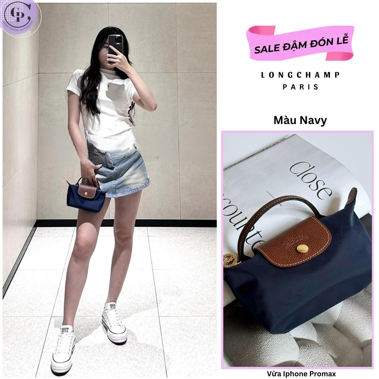 Túi Longchamp Tuồn Xanh Đen