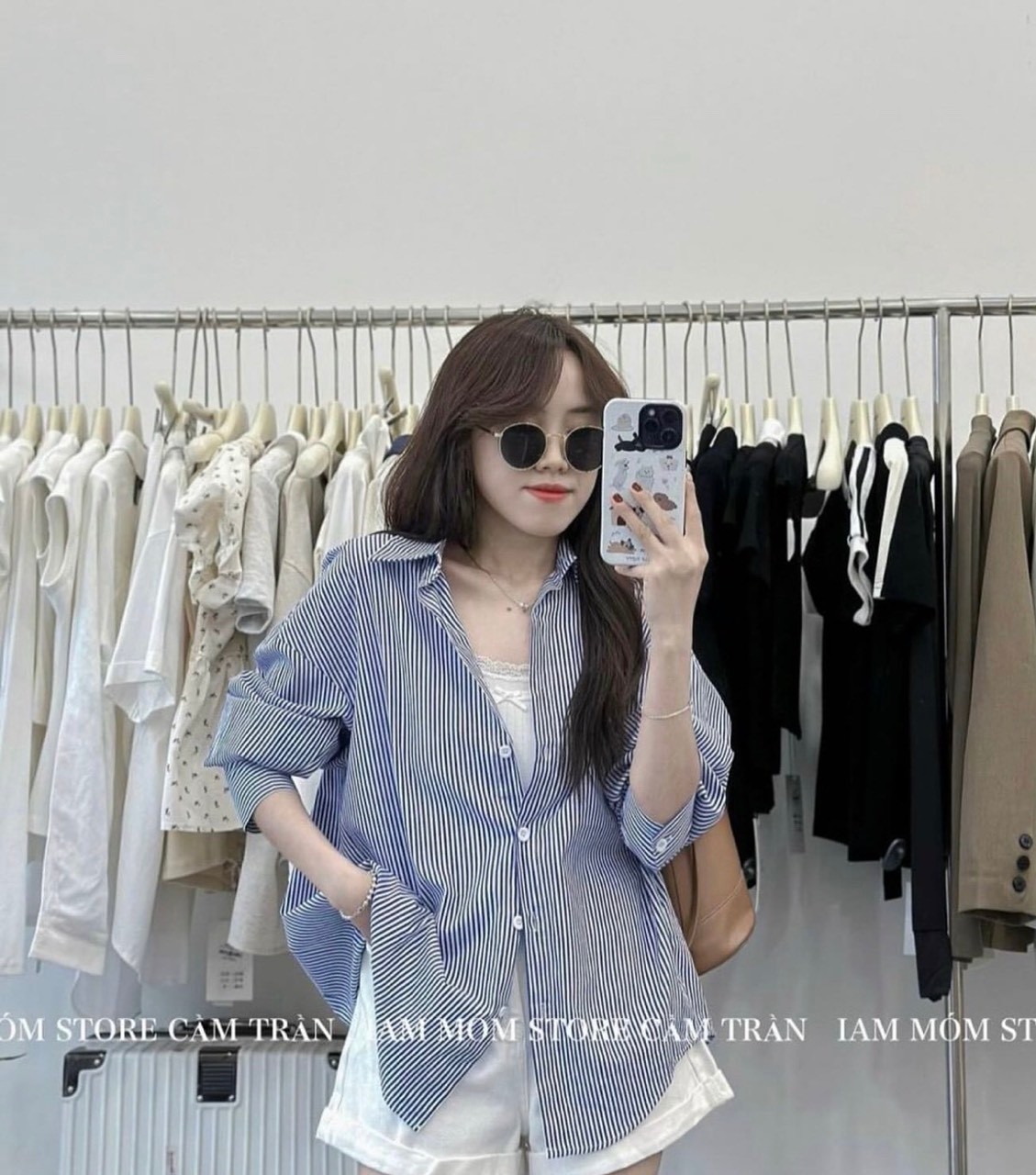 Sét 3CT SM Kẻ Xanh Mix Quần Sooc Kèm Đai
