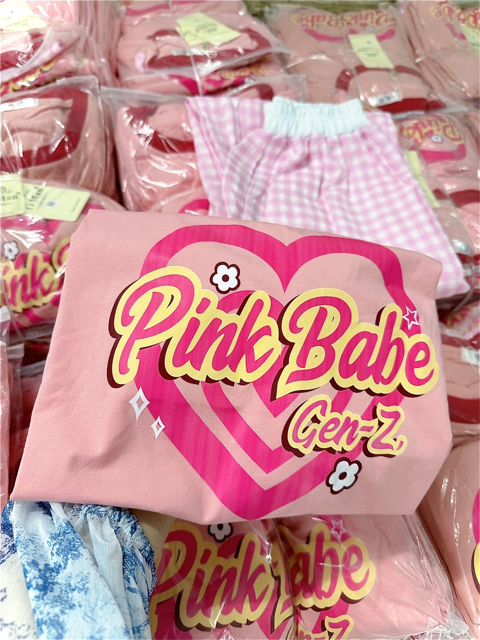 Bộ Quần Kẻ Áo Hồng Pink Babe