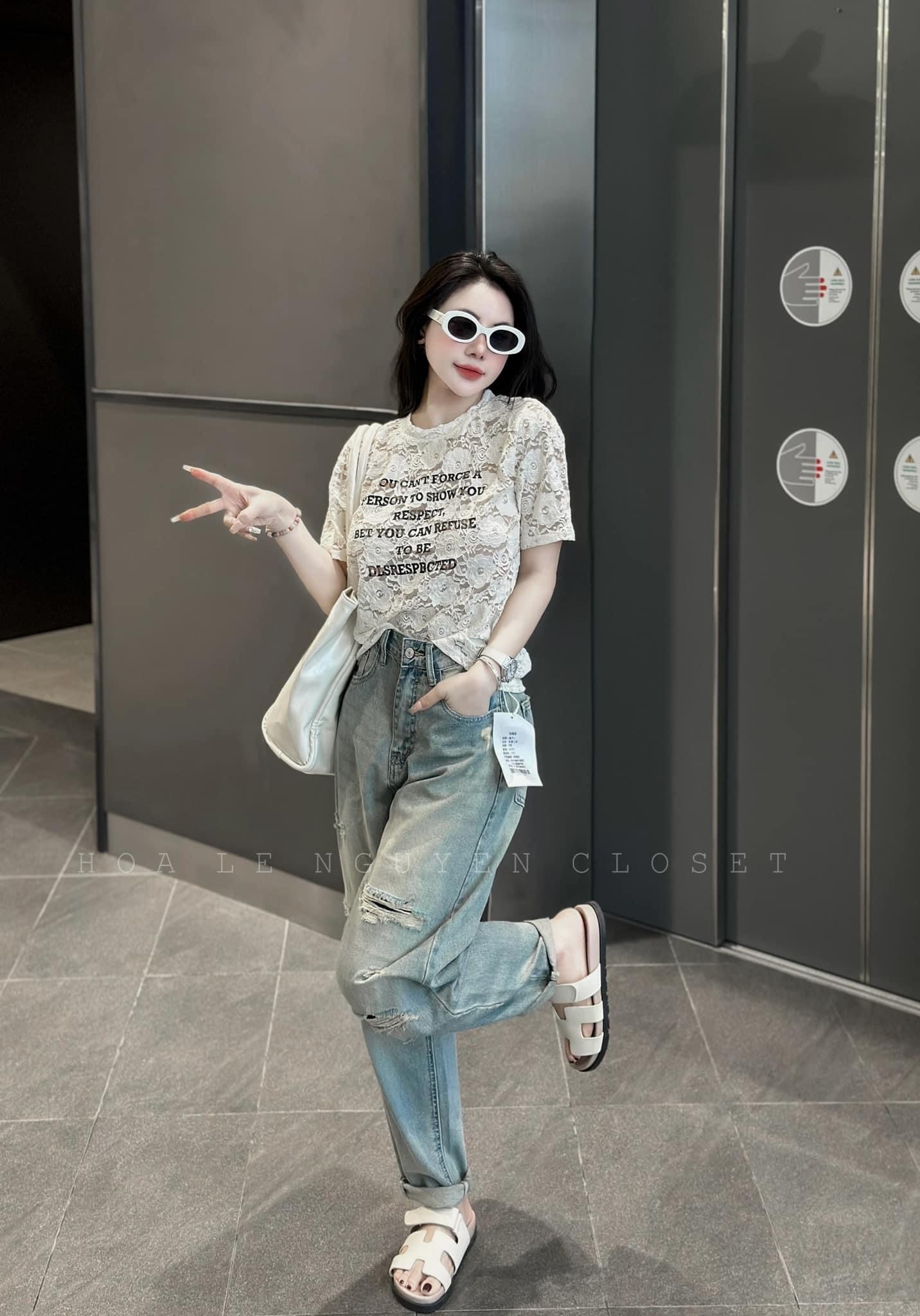 Quần Jeans Baggy Rách 2 Màu Xanh Đen