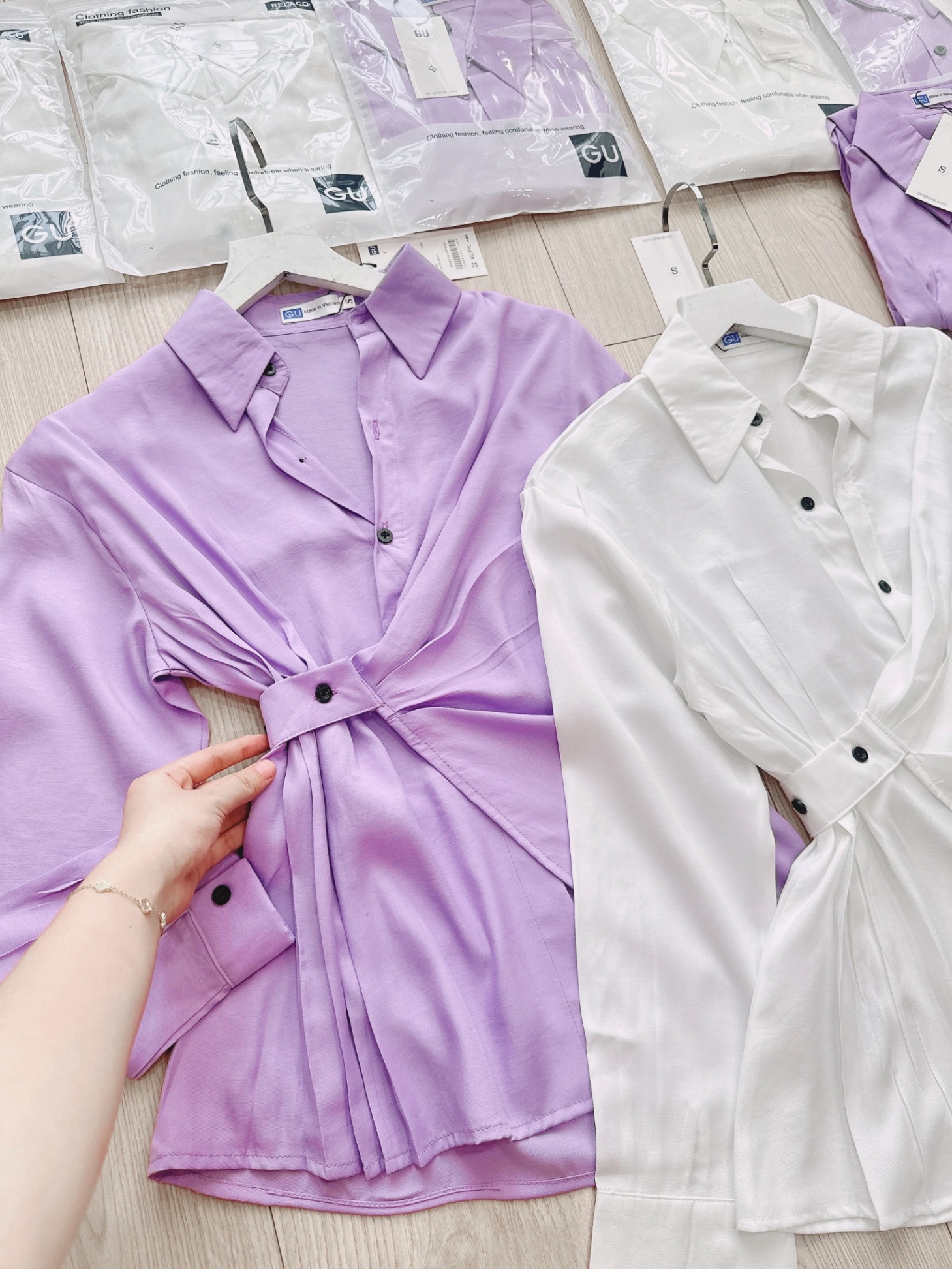 Áo SM DT Xếp Ly Eo Đai Chéo