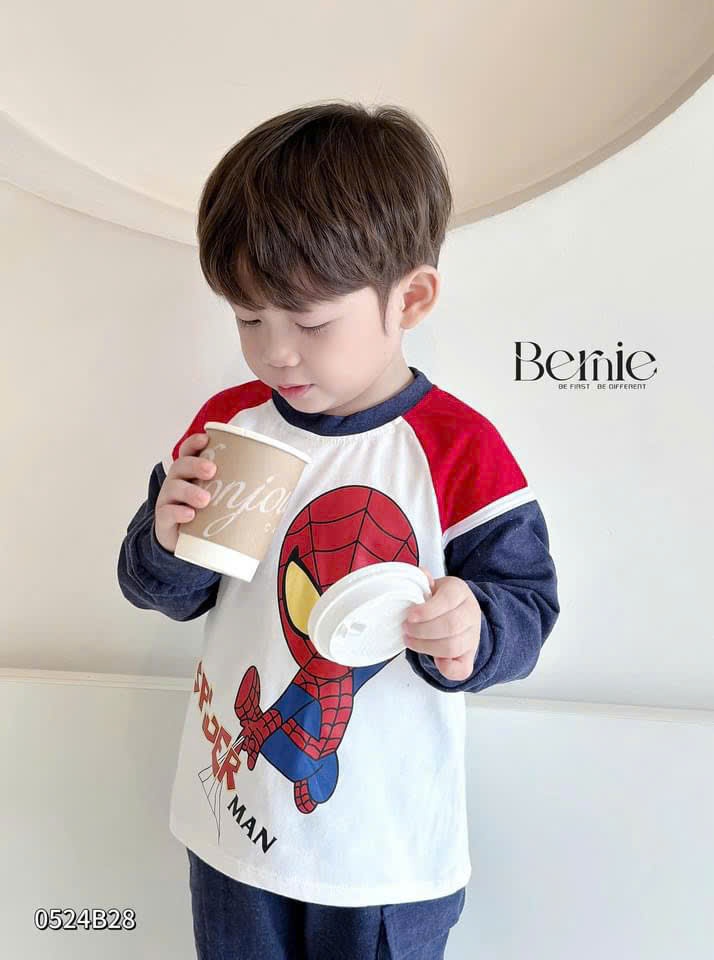 Bộ Spider Man Quần Than Bo Gấu Cho Bé