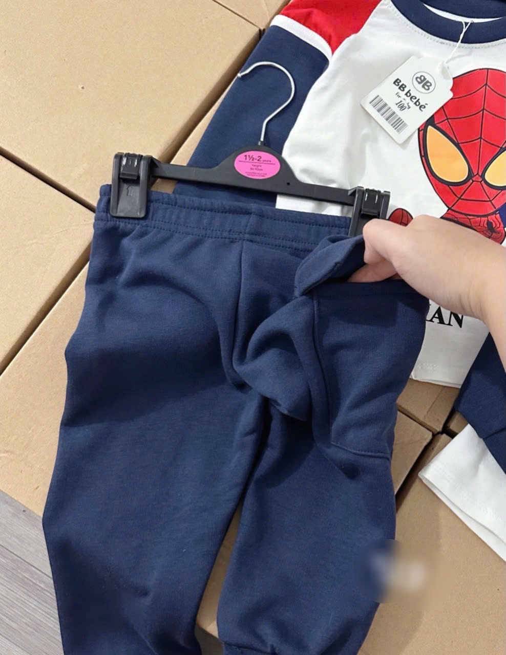 Bộ Spider Man Quần Than Bo Gấu Cho Bé