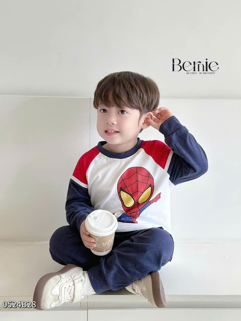 Bộ Spider Man Quần Than Bo Gấu Cho Bé