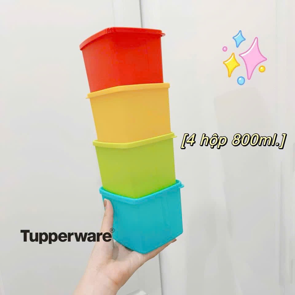 set 4 hộp tupper ngăn mát 800ml