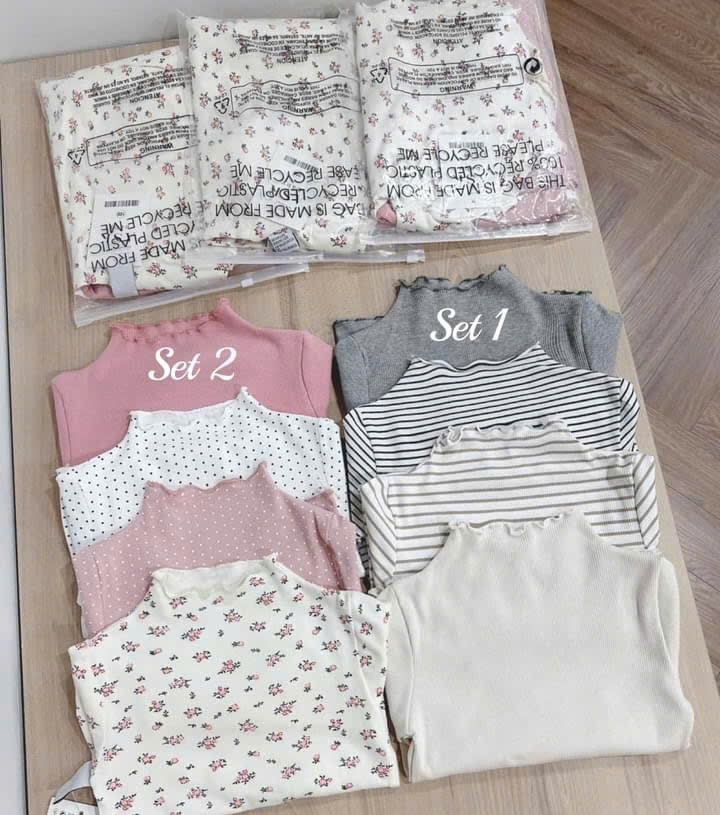 Set 4 áo giữ nhiệt tone Hàn cho bé