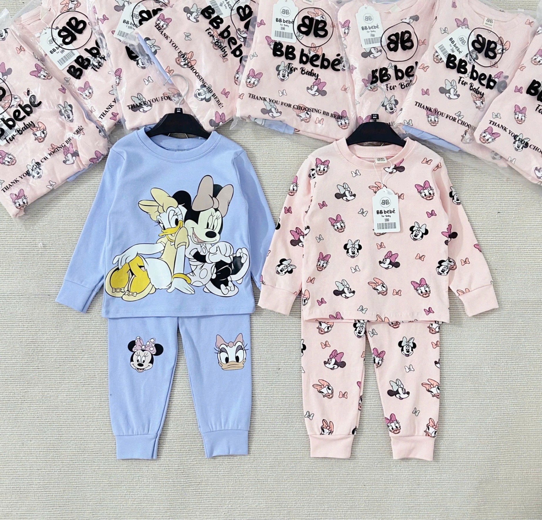 Sét 2 Bộ Zip Vịt Và Mickey Cho Bé Gái