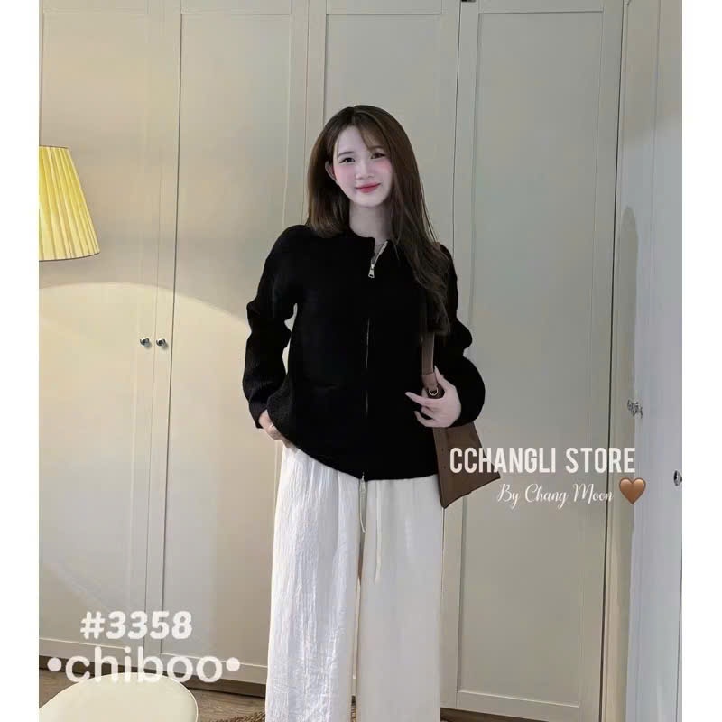 Áo Len Cổ Đứng Kéo Khóa 2 Đầu