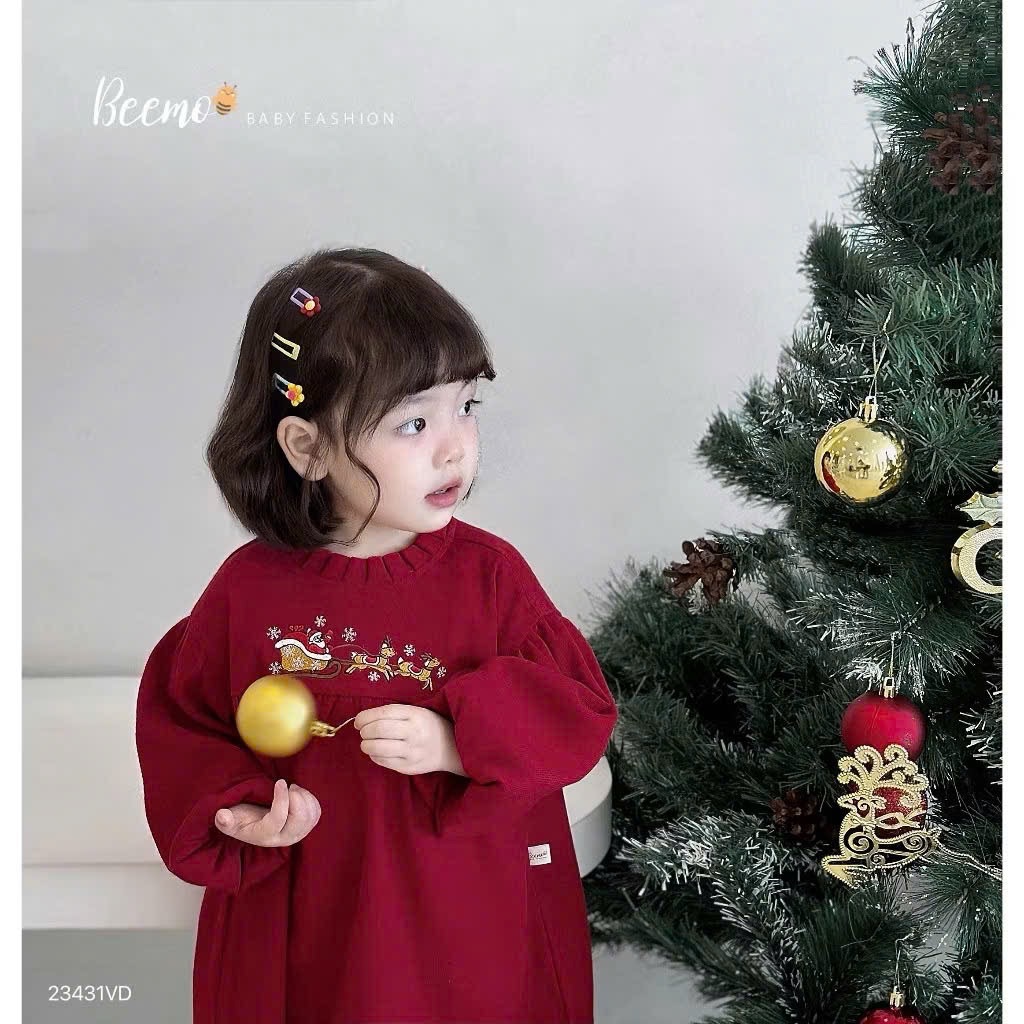 Váy Nhung Đỏ Noel Bé Gái