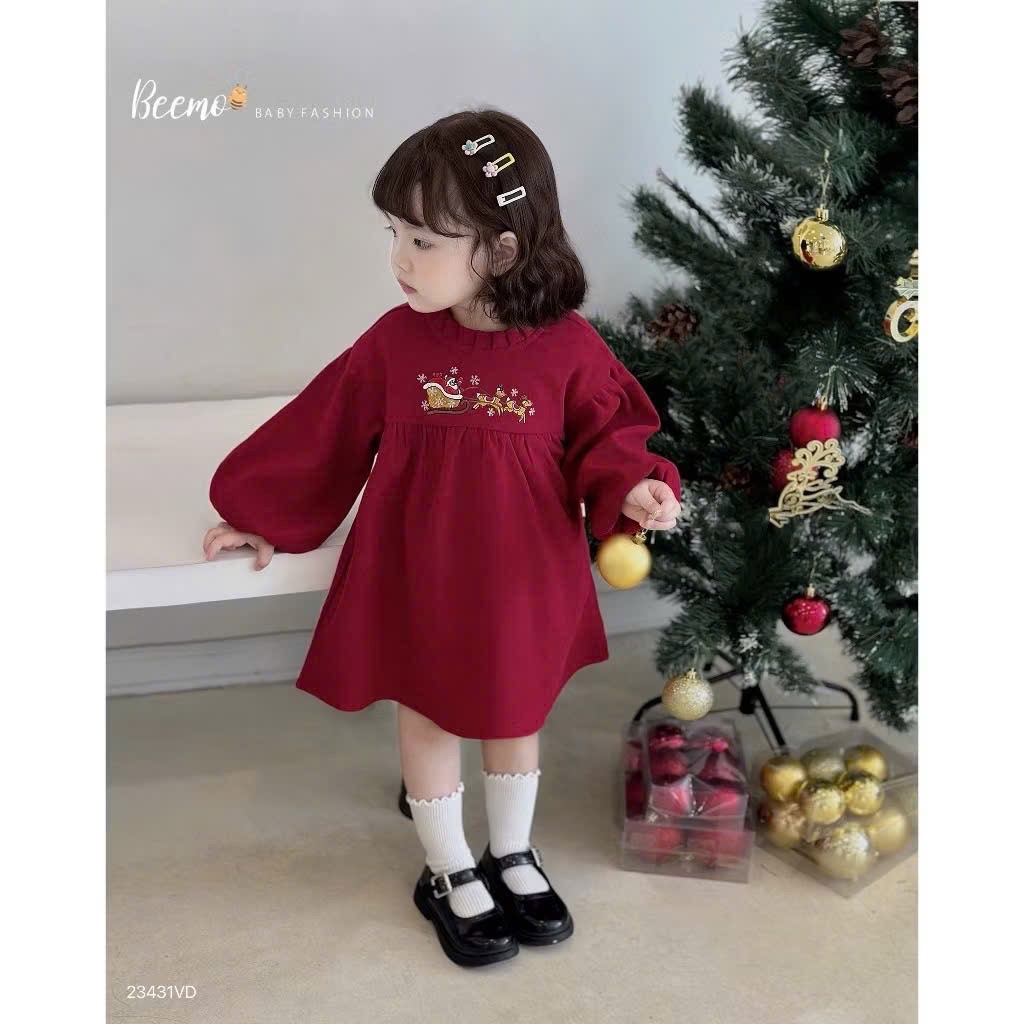 Váy Nhung Đỏ Noel Bé Gái