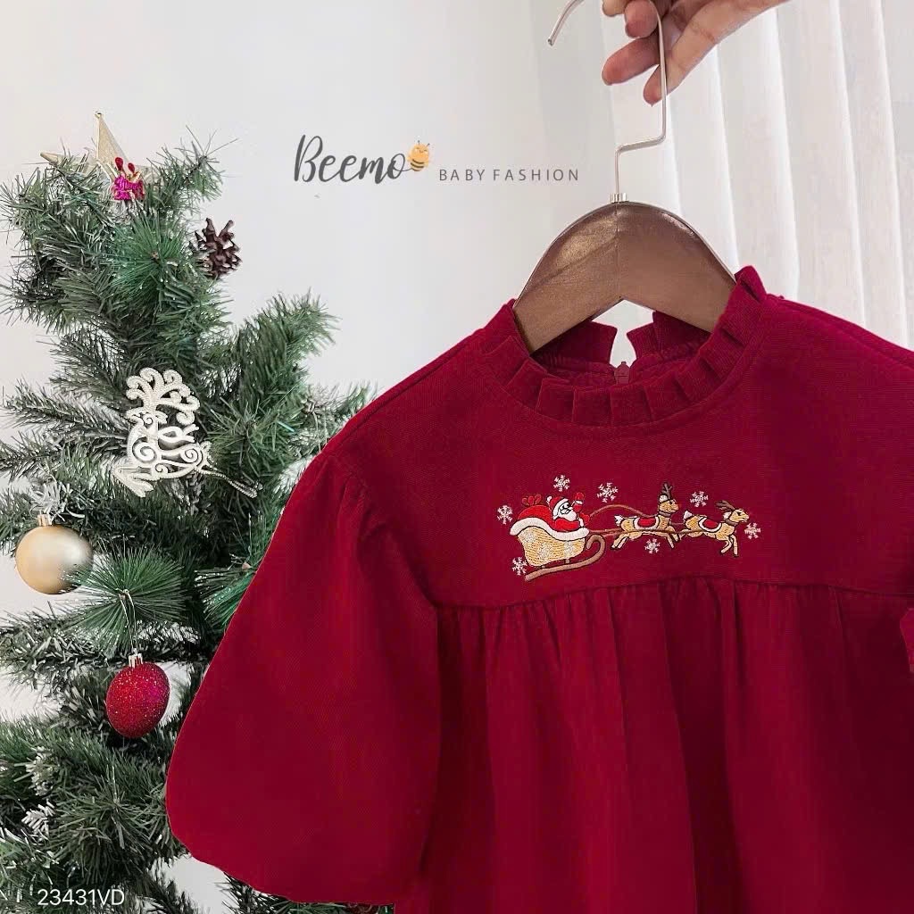 Váy Nhung Đỏ Noel Bé Gái