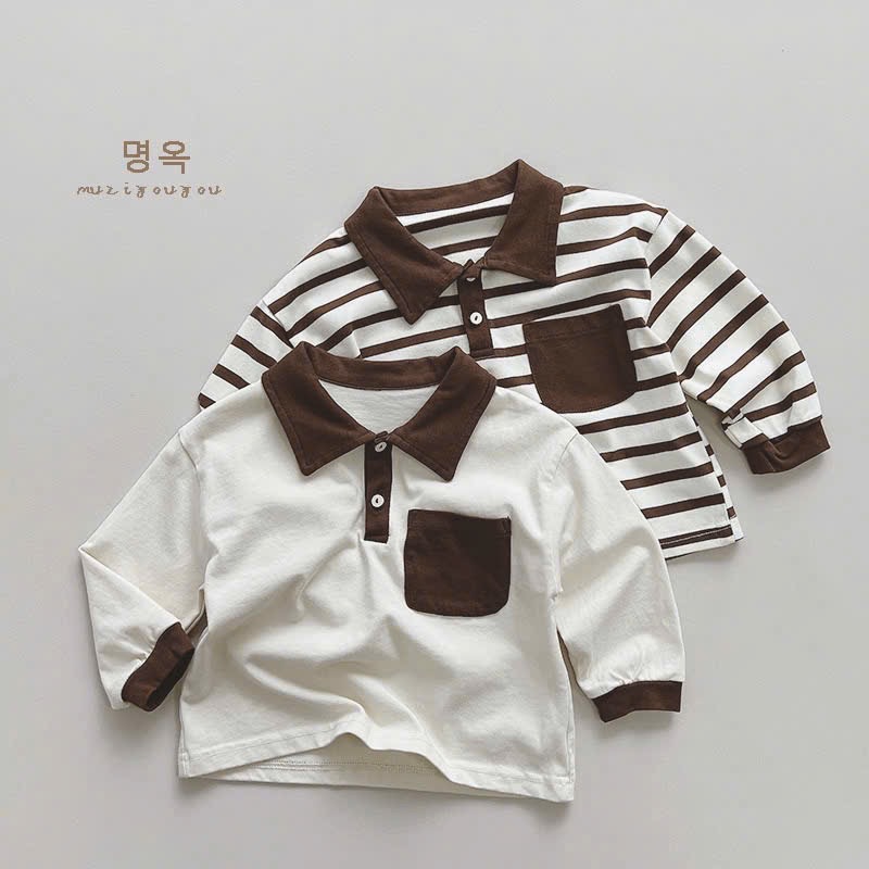 Set 2 Áo Polo DT Cổ Nâu Bé Trai