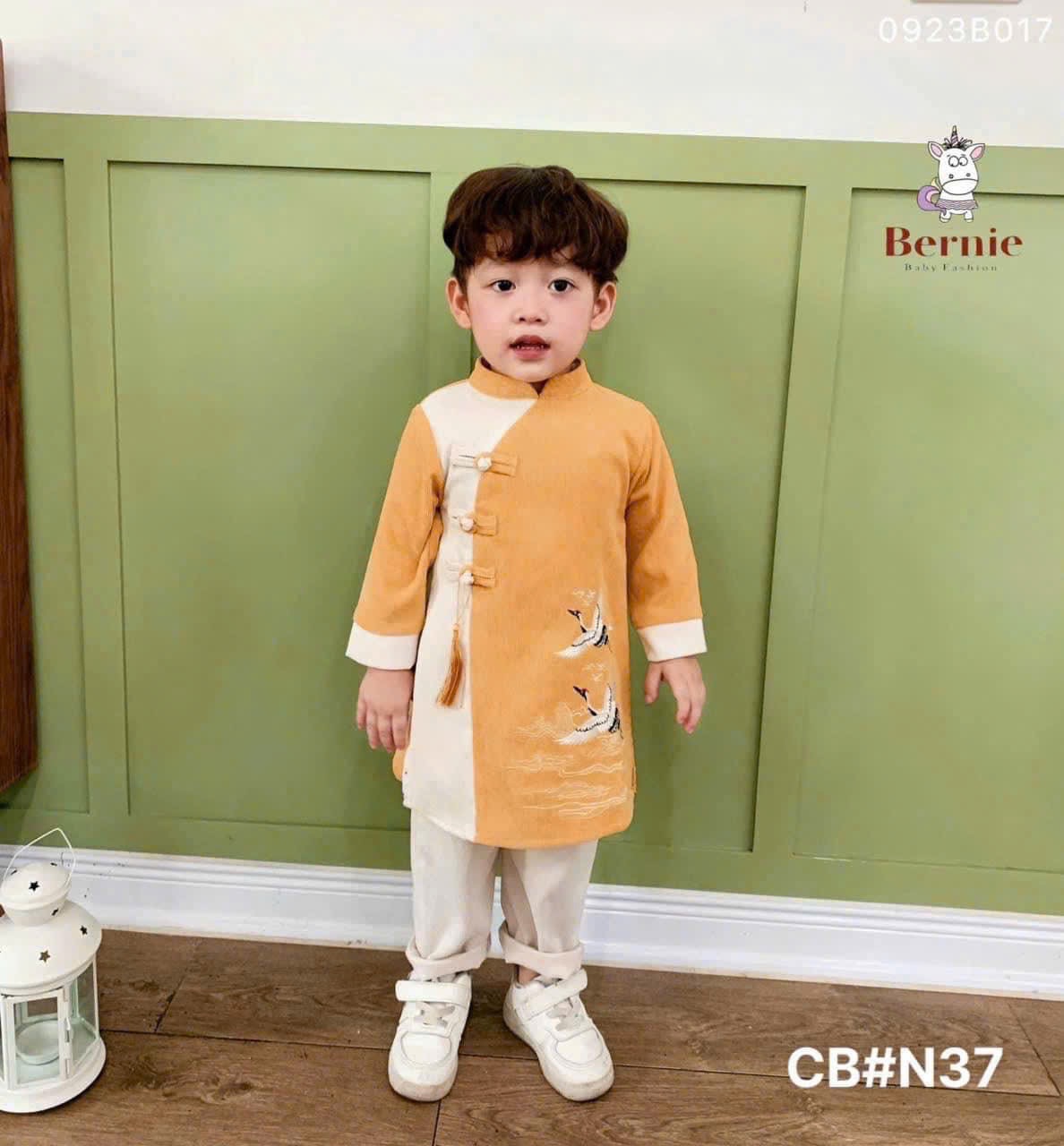 ÁO DÀI NHUNG THÊU CHIM BÉ TRAI 2 MÀU