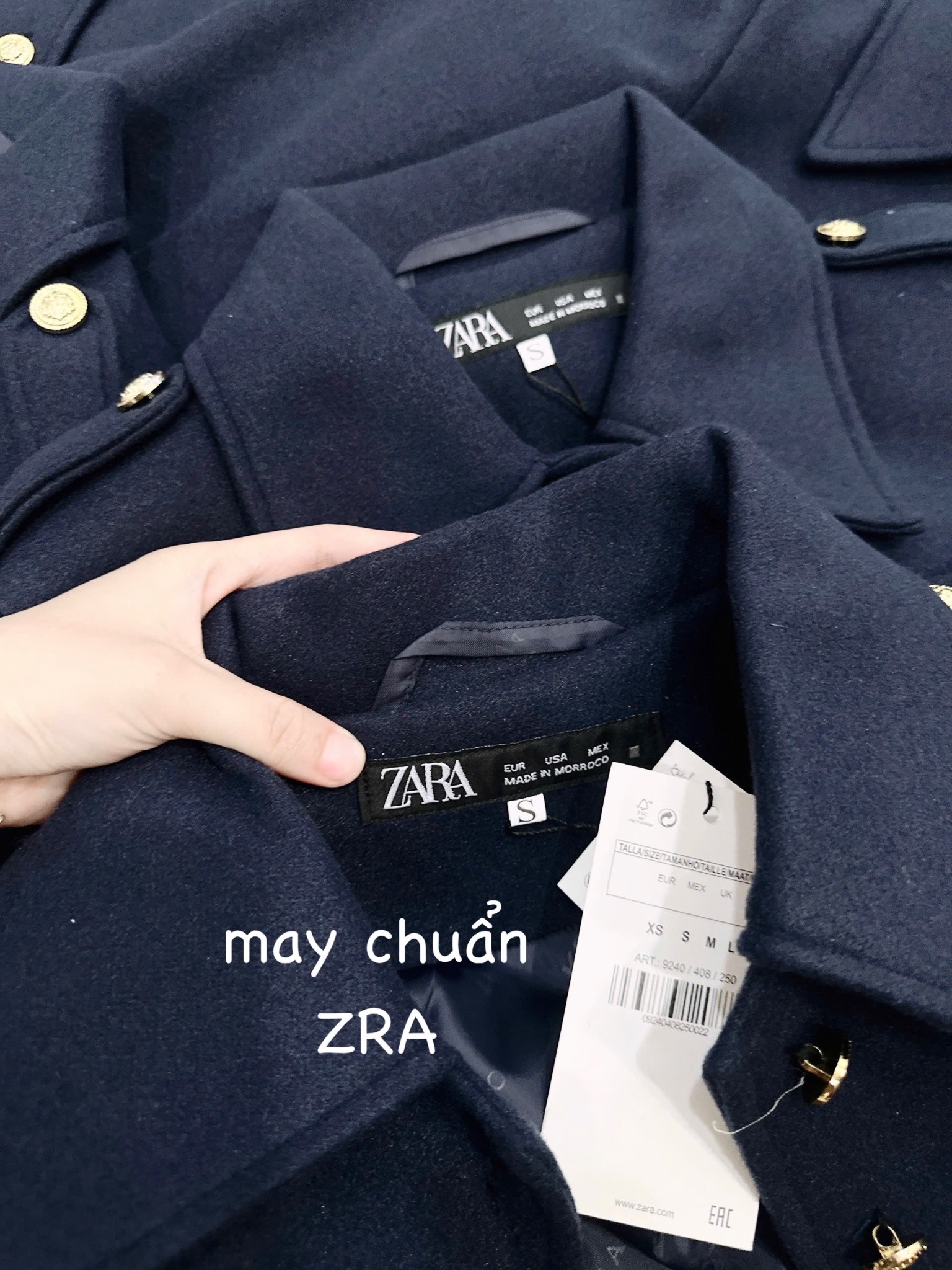 ÁO KHOÁC DẠ XANH ZARA CÚC VÀNG