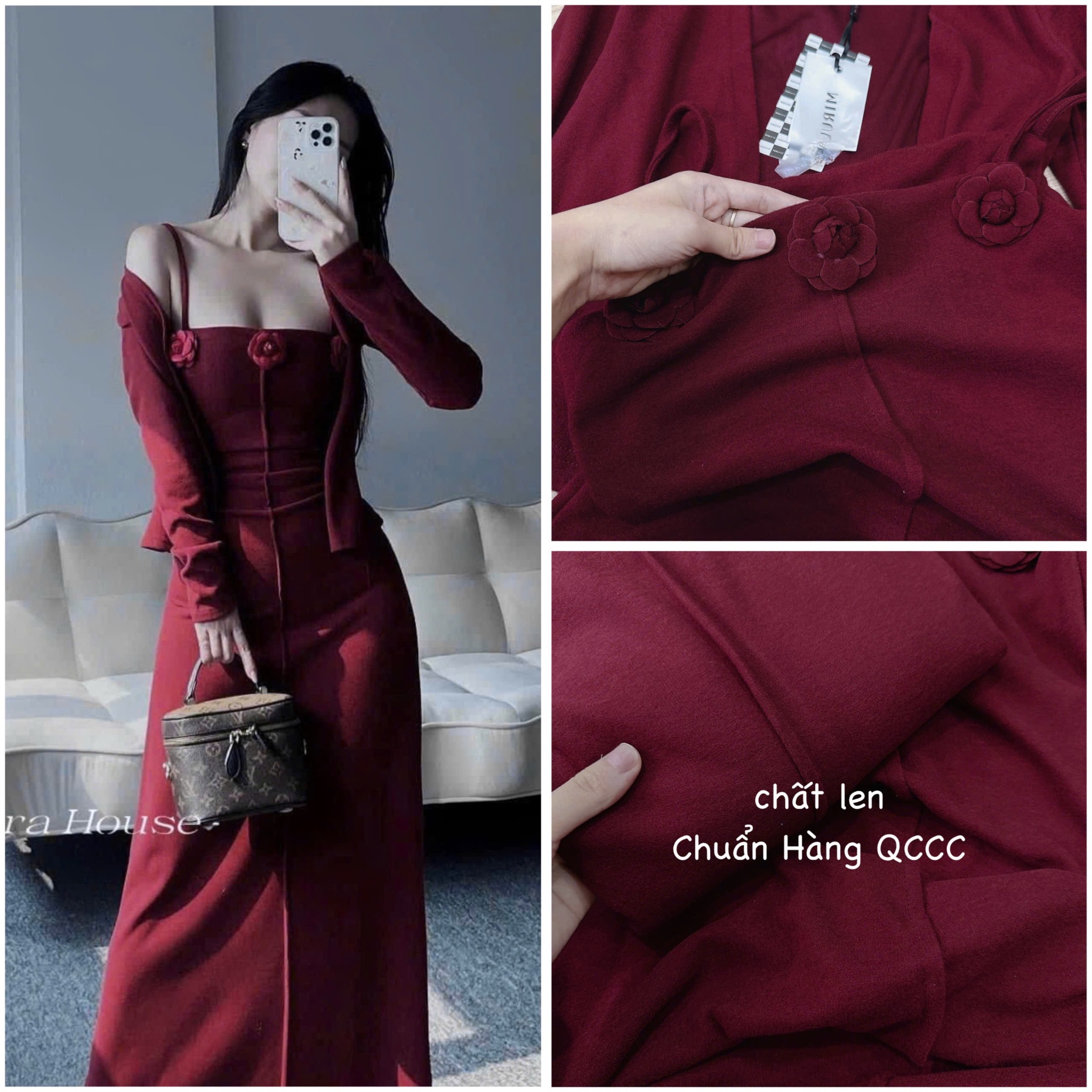 SET ÁO CARDIGAN KÈM VÁY BODY KẾT HOA