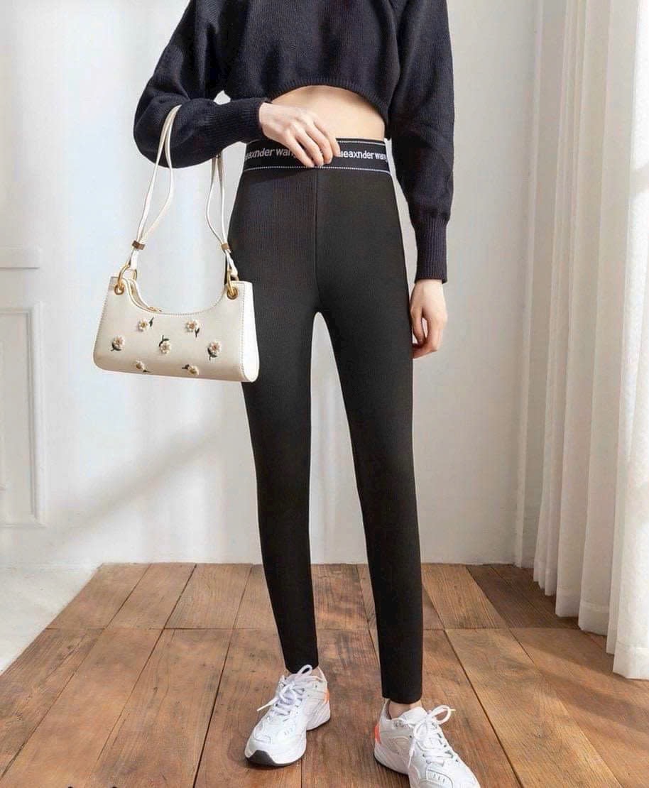 QUẦN LEGGING TĂM CẠP CHỮ LÓT LÔNG