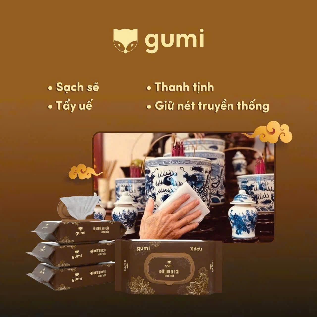 Set 3 bịch khăn ướt bao sái Gumi