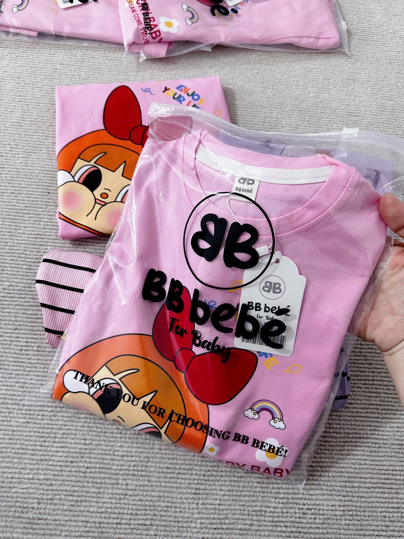 SET 2 BỘ BABYTHREE HỒNG TÍM BÉ GÁI